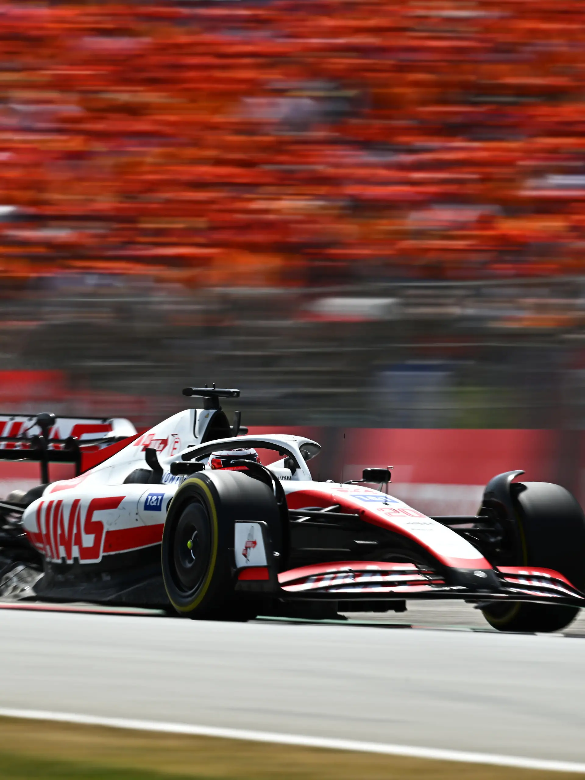BARCELONA, SPAIN - MAY 22: Kevin Magnussen of Denmark driving the (20) Haas F1 VF-22 Ferrari on track during the F1 Grand Prix of Spain at Circuit de Barcelona-Catalunya on May 22, 2022 in Barcelona, Spain. (Photo by Clive Mason/Getty Images)