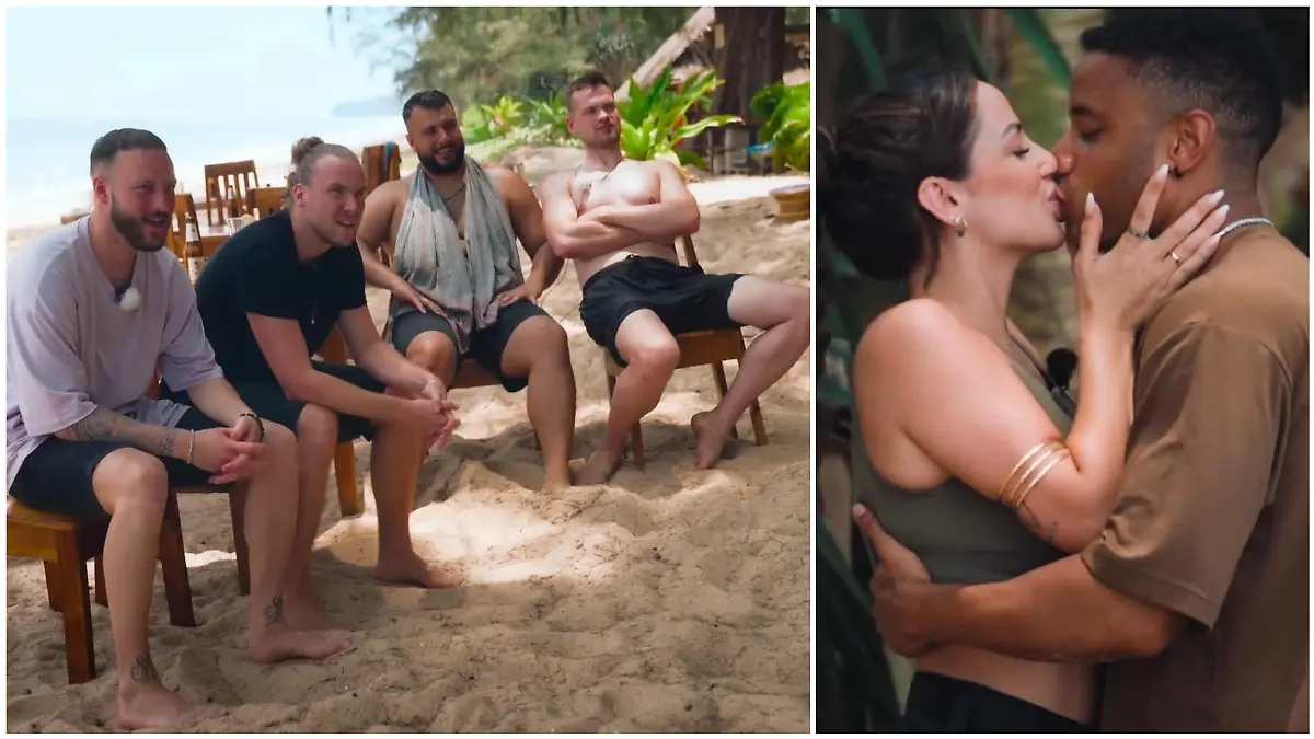 Das sehen die Bachelorette-Kandidaten nicht gerne: Jenny und Jesaia küssen sich.