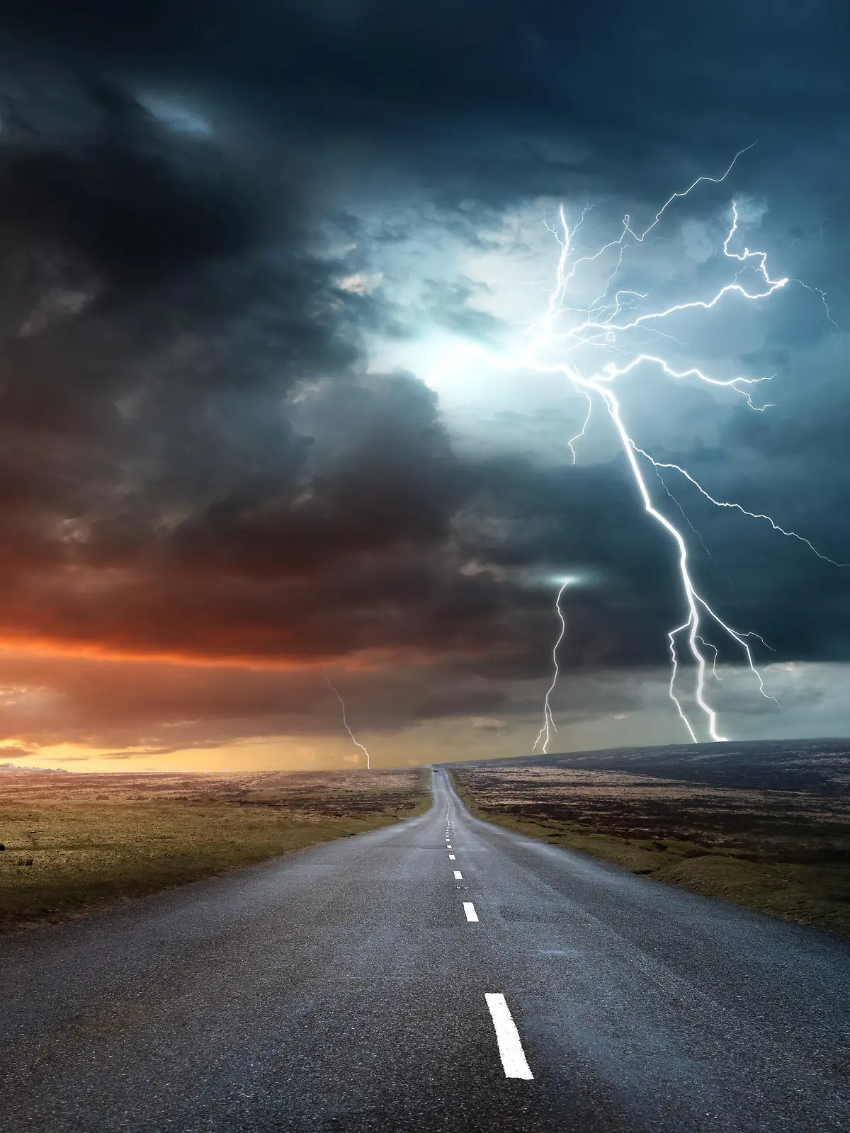 Weather forecasting and extreme conditions. A powerful storm forming late in the afternoon. Climate change photo composite.