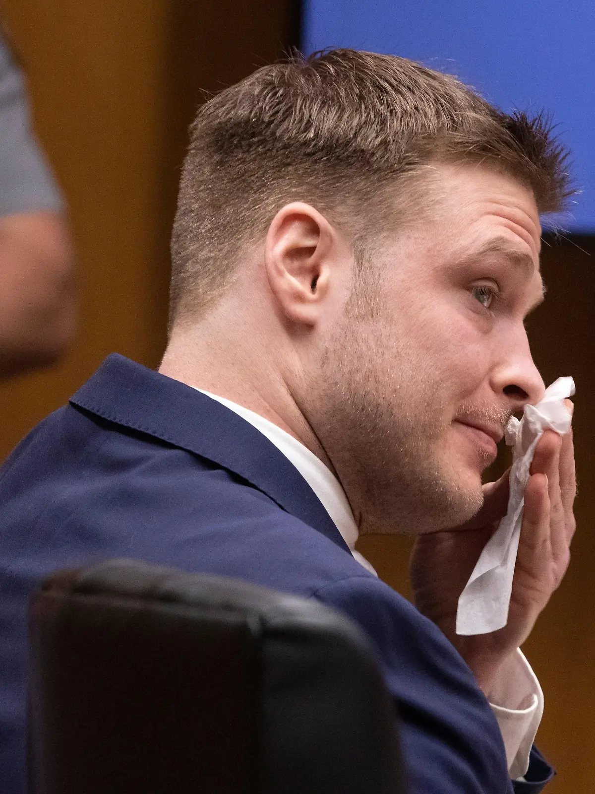 Defendant Christopher Gregor listens to testimony in the courtroom. The trial of Christopher Gregor, charged with the murder of his 6-year-old son before Superior Court Judge Guy P. Ryan. 
Toms River, NJ
Tuesday, April 30, 2024