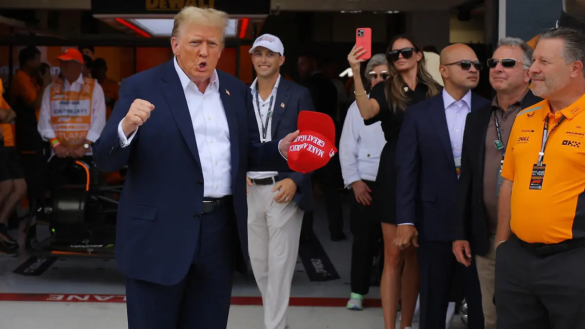 Formula One F1 - Miami Grand Prix - Miami International Autodrome, Miami, Florida, United States - May 5, 2024 Republican Presidential candidate and former U.S. President Donald Trump ahead of the Miami Grand Prix REUTERS/Brian Snyder