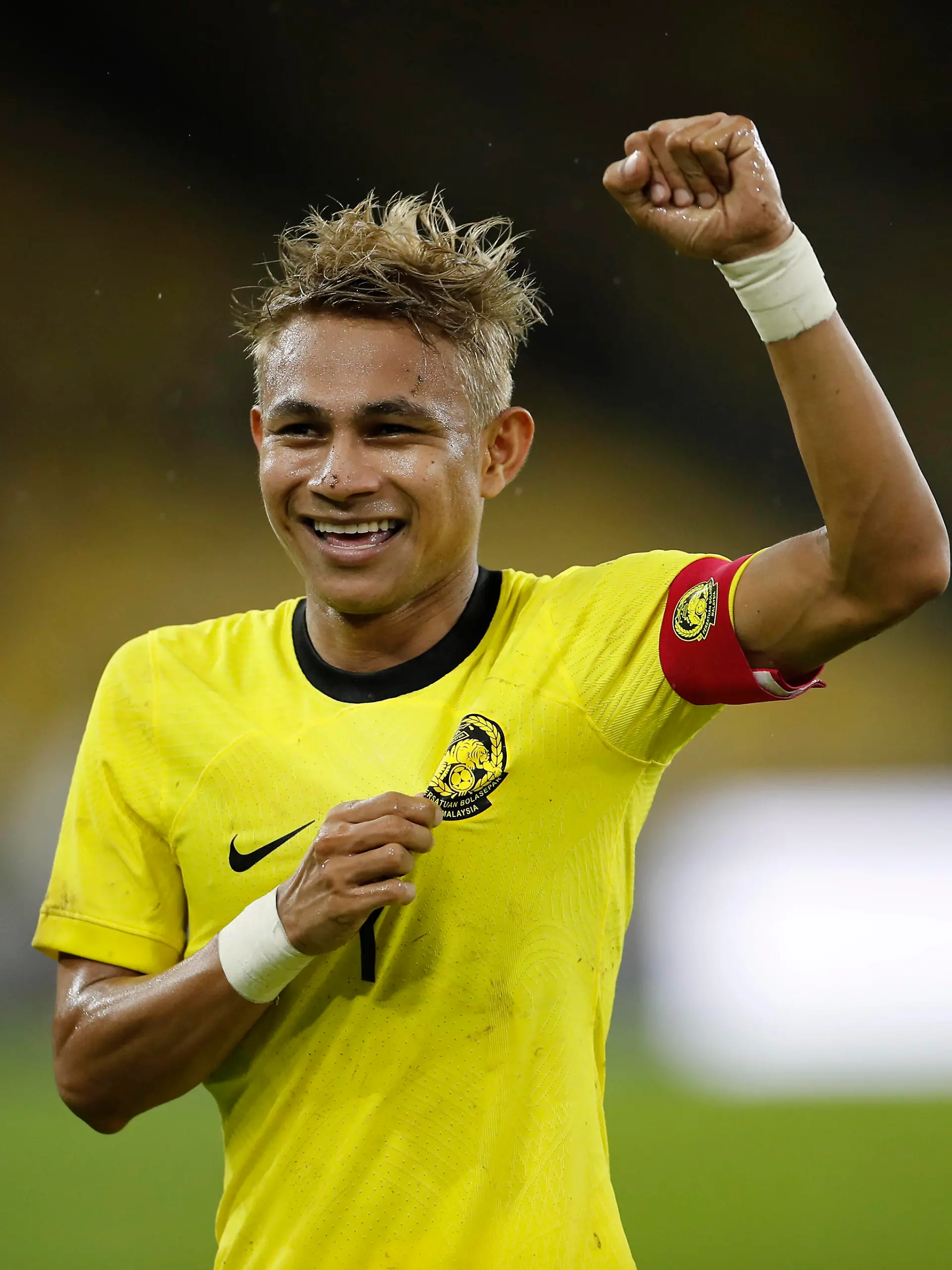 December 9, 2022, Kuala Lumpur, Malaysia: Mohamad Faisal Abdul Halim of Malaysia L celebrates with teammate after scoring a goal during the international match, Länderspiel, Nationalmannschaft Tier 1 between Malaysia and Cambodia at the National Stadium Bukit Jalil. Final score Malaysia 4:0 Cambodia Kuala Lumpur Malaysia - ZUMAs197 20221209_zaa_s197_262 Copyright: xWongxFokxLoyx 