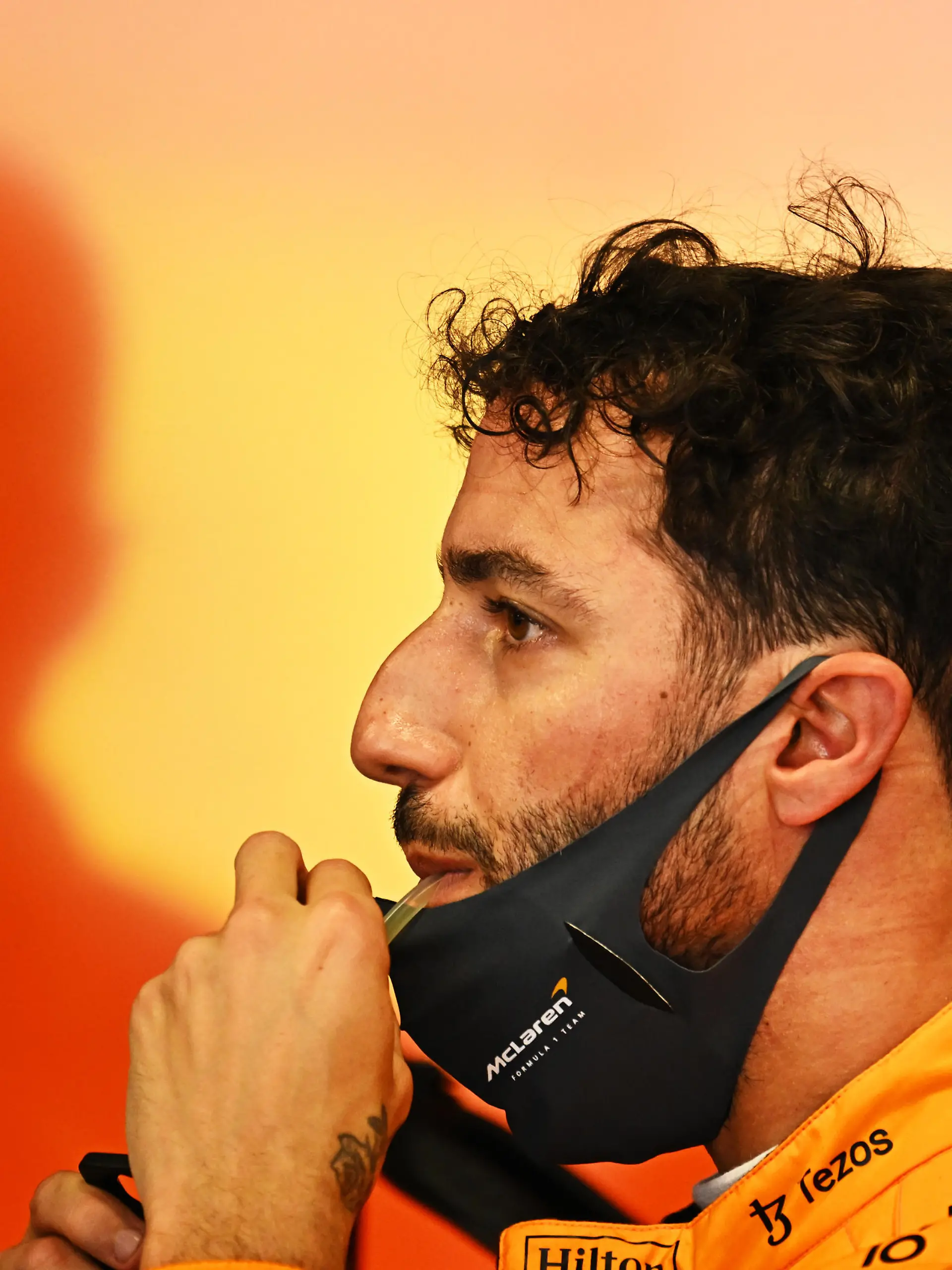 BARCELONA, SPAIN - MAY 21: Daniel Ricciardo of Australia and McLaren looks on in the garage during practice ahead of the F1 Grand Prix of Spain at Circuit de Barcelona-Catalunya on May 21, 2022 in Barcelona, Spain. (Photo by Clive Mason/Getty Images)