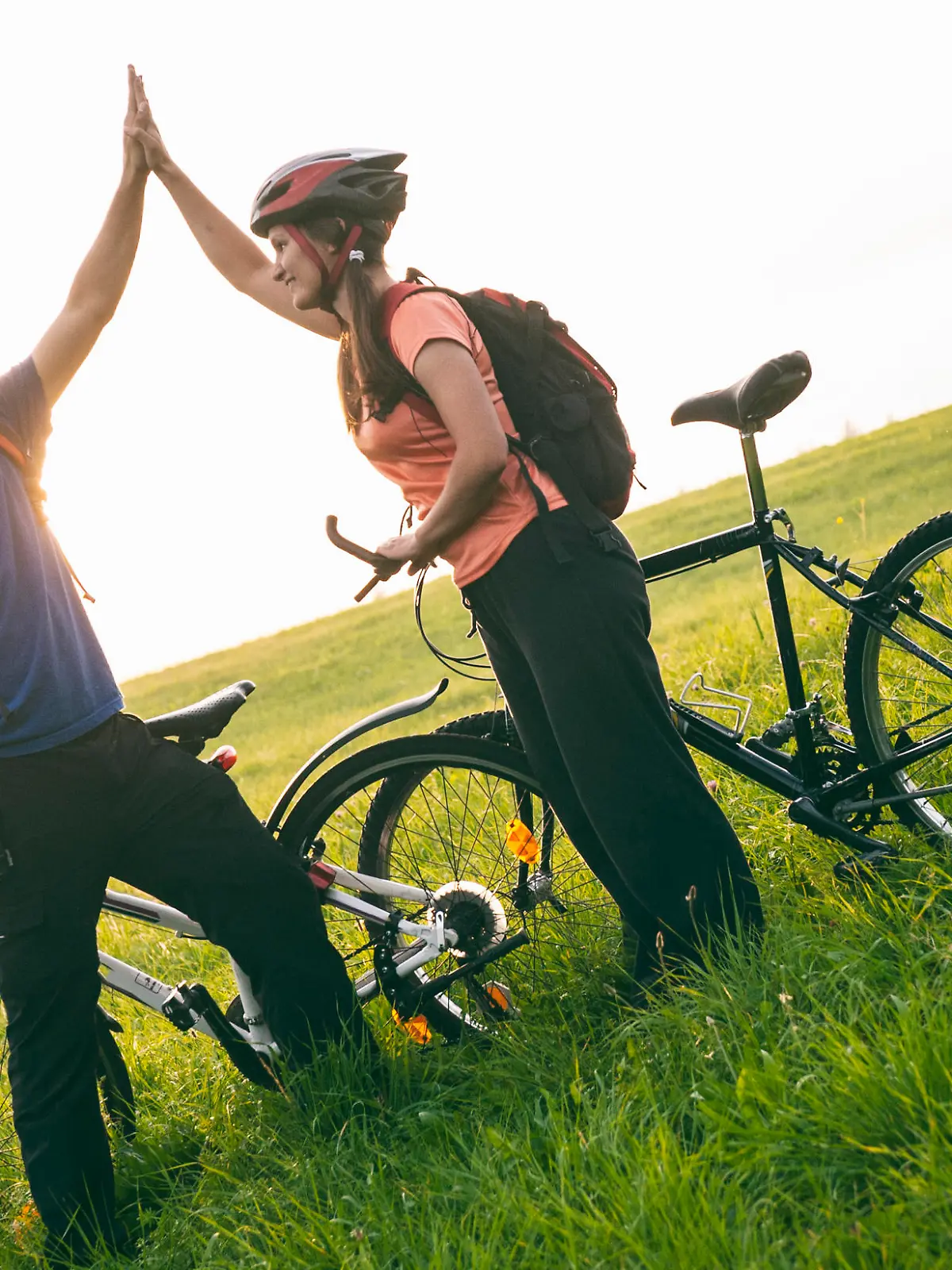 Couple on mountain bikes