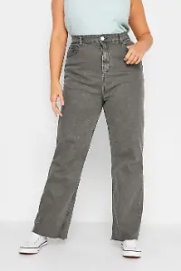 Stretchjeans in Grau mit weitem Bein