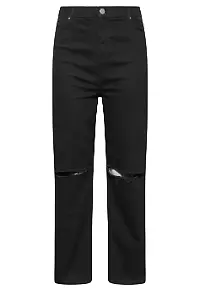 Gerippte Jeans in Schwarz mit weitem Bein