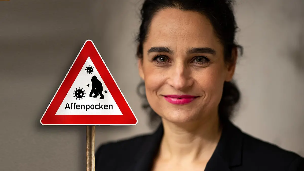 Yael Adler und Affenpocken Schild