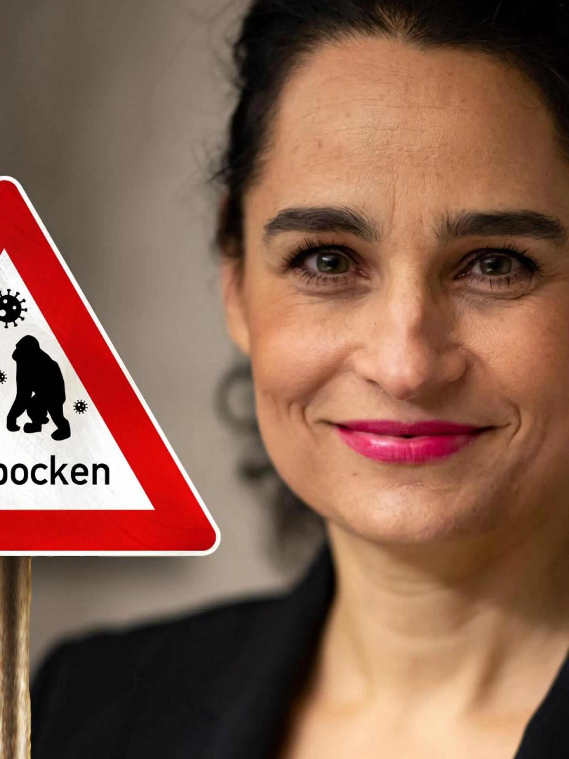 Yael Adler und Affenpocken Schild