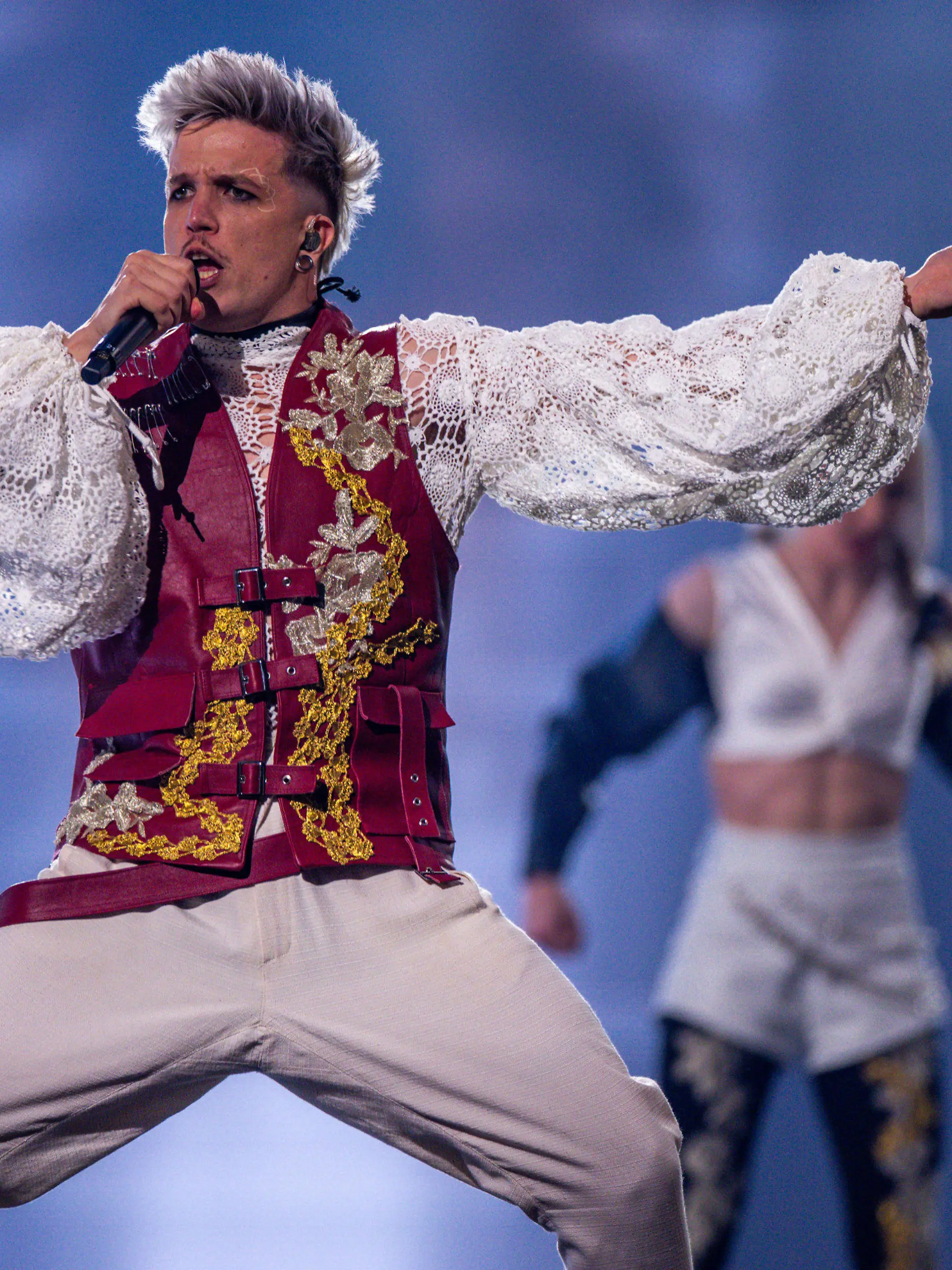 07.05.2024, Schweden, Malmö: Baby Lasagna aus Kroatien mit dem Titel "Rim Tim Tagi Dim· beim ersten Halbfinale des Eurovision Song Contest (ESC) 2024 in der Malmö Arena. Mit dem ersten Halbfinale beginnt der größte Gesangswettbewerb der Welt unter dem Motto «United By Music». (zu dpa: «Auftakt beim Eurovision Song Contest für Thorsten Schorn geglückt») Foto: Jens Büttner/dpa +++ dpa-Bildfunk +++