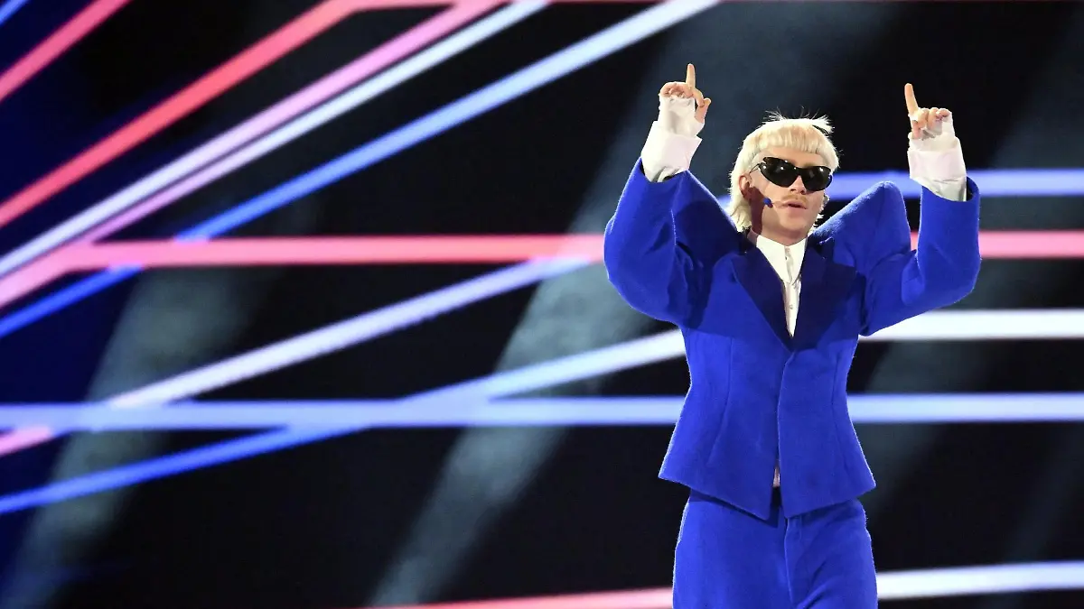 Joost Klein representing the Netherlands with the song Europapa is presented before a dress rehearsal of the Grand Final of the Eurovision Song Contest 2024 in Malmö, Sweden, on May 10, 2024. LEHTIKUVA / ANTTI AIMO-KOIVISTO - FINLAND OUT. NO THIRD PARTY SALES.