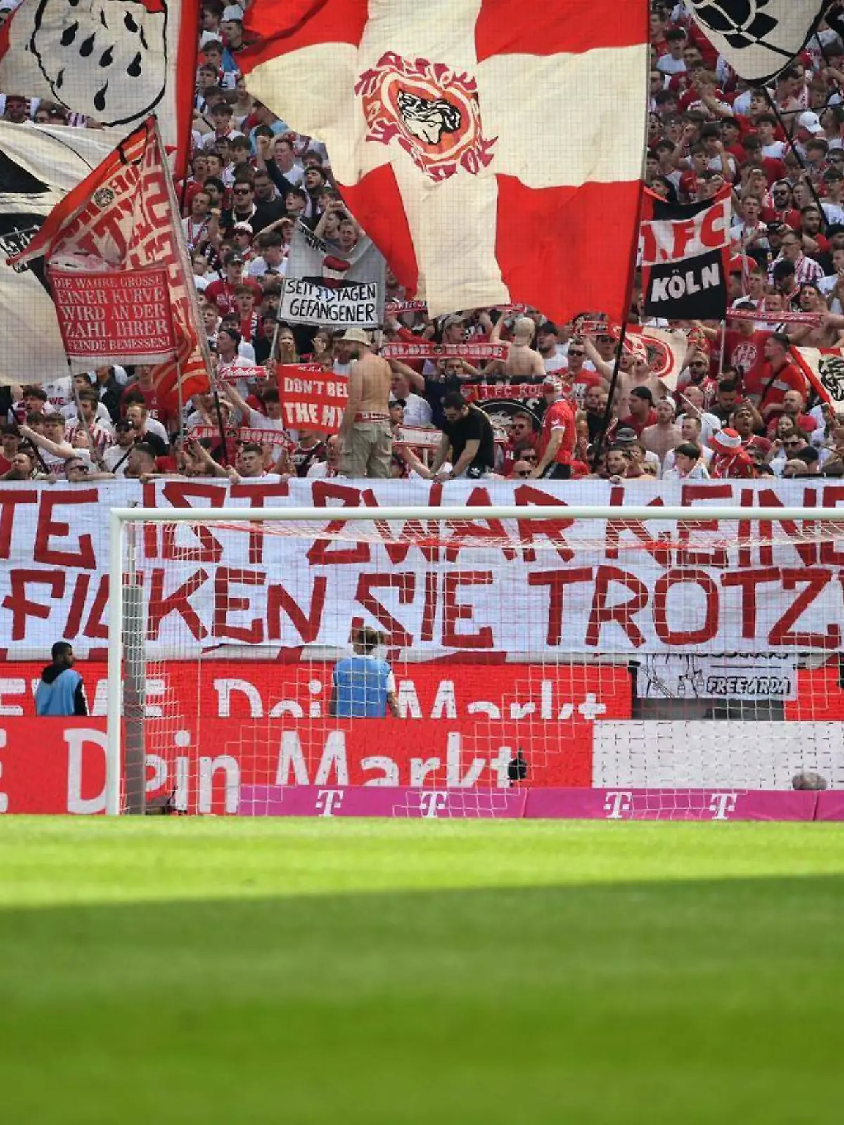 Fan-Plakat in Köln gegen Oberbürgermeisterin Henriette Reker