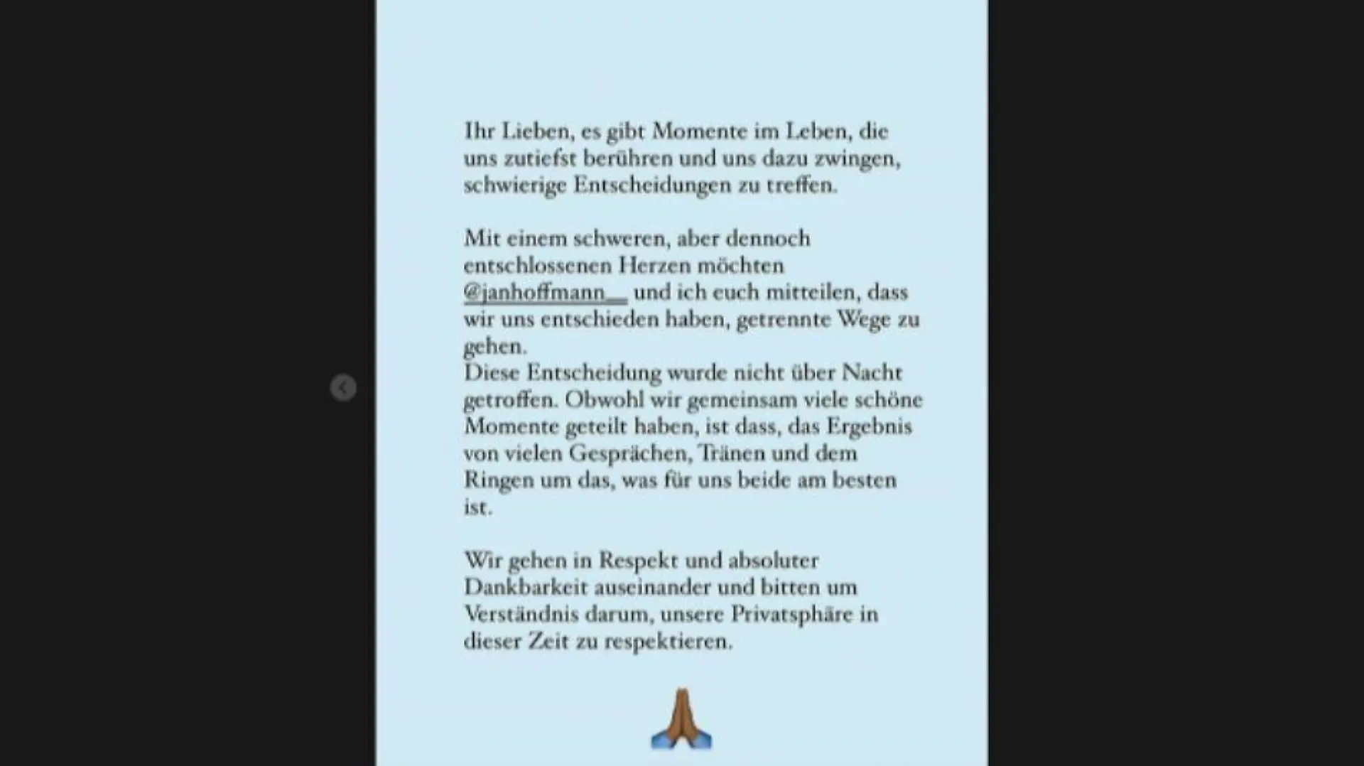 In ihrer Story verkündet Sharon Battiste ihre Trennung von Jan Hoffmann.