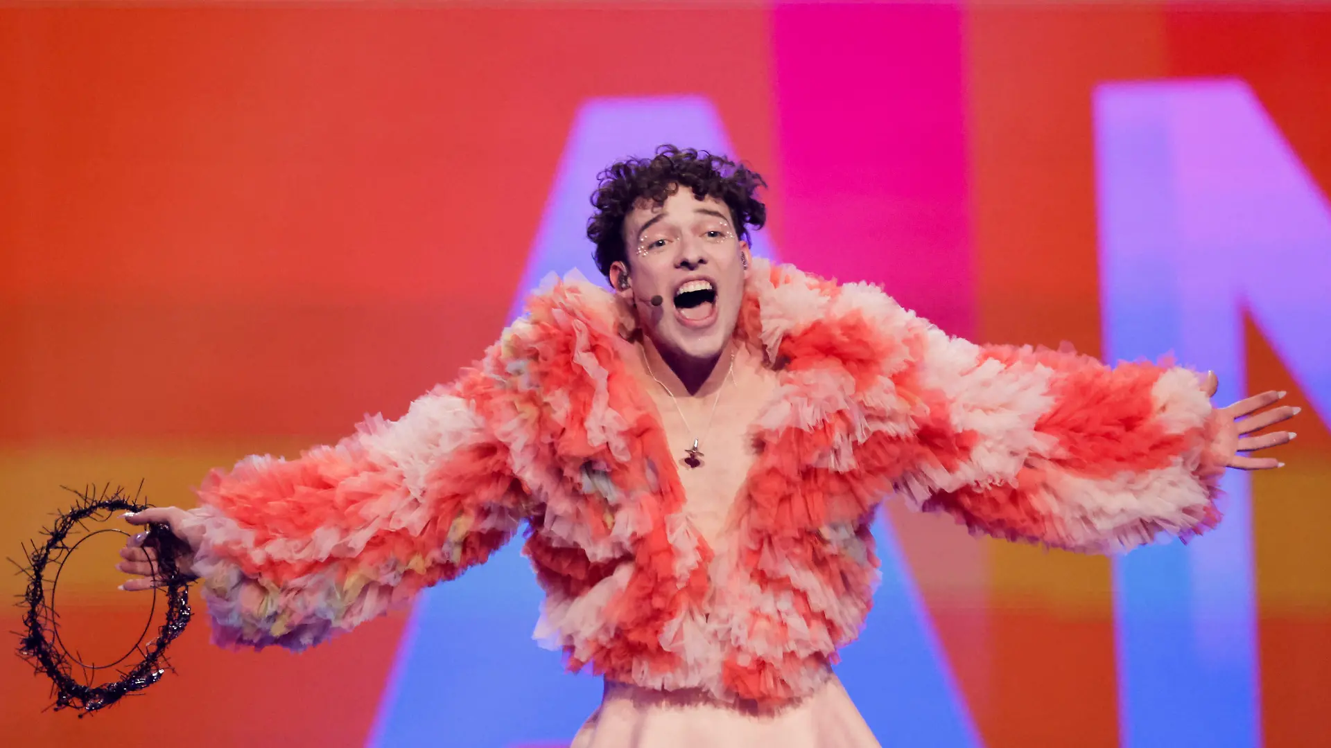 Nemo representing Switzerland appears on stage after winning during the Grand Final of the 2024 Eurovision Song Contest, in Malmo, Sweden, May 11, 2024. REUTERS/Leonhard Foeger