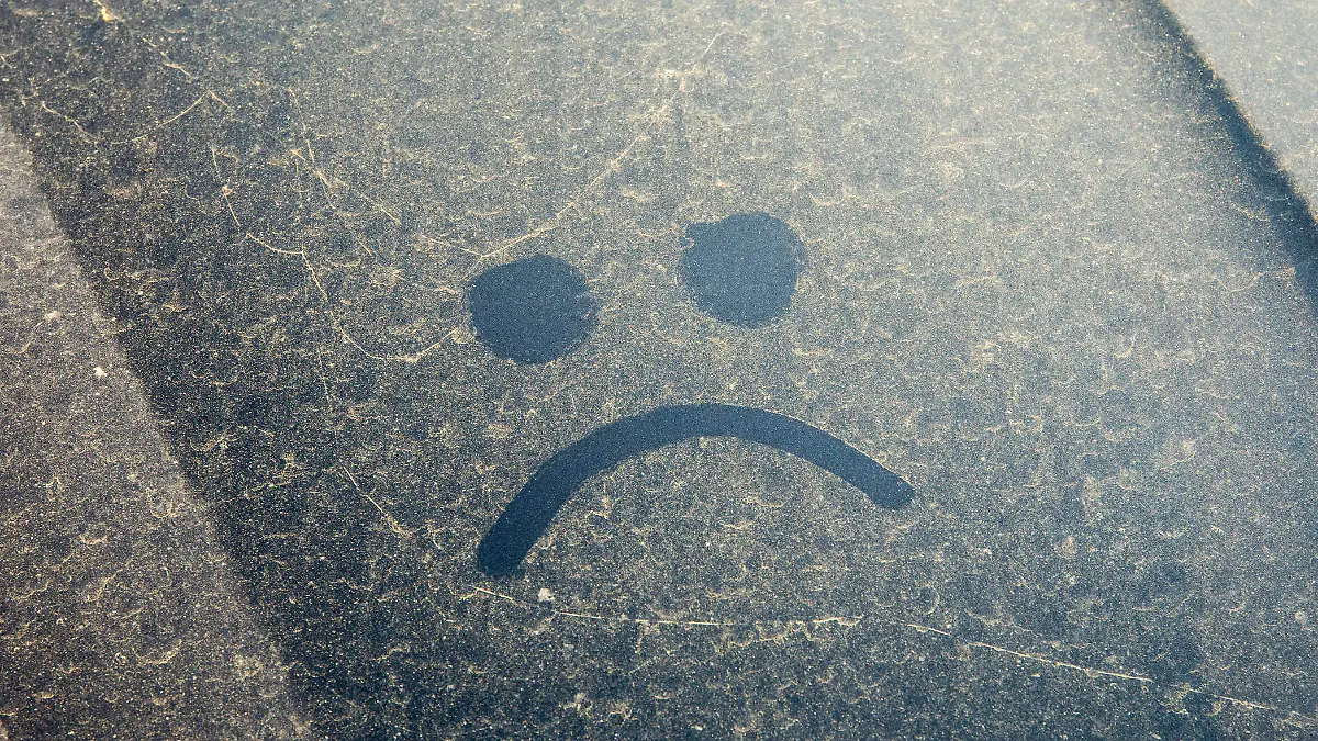 Trees and flowers pollen covering car exterior in spring, witch can damage your car's paint concept.