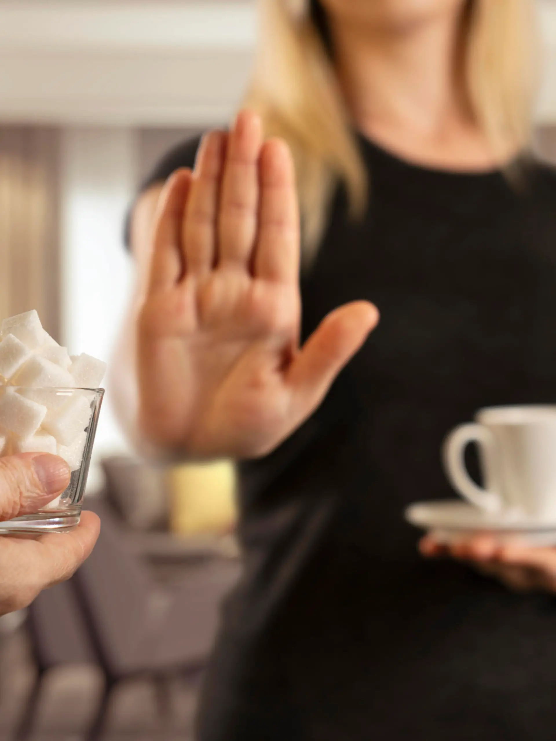 Sugar - Food, Food and Drink, Stop Gesture, Addiction, Women
