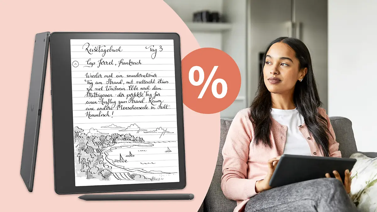 Frau mit Kindle in der Hand