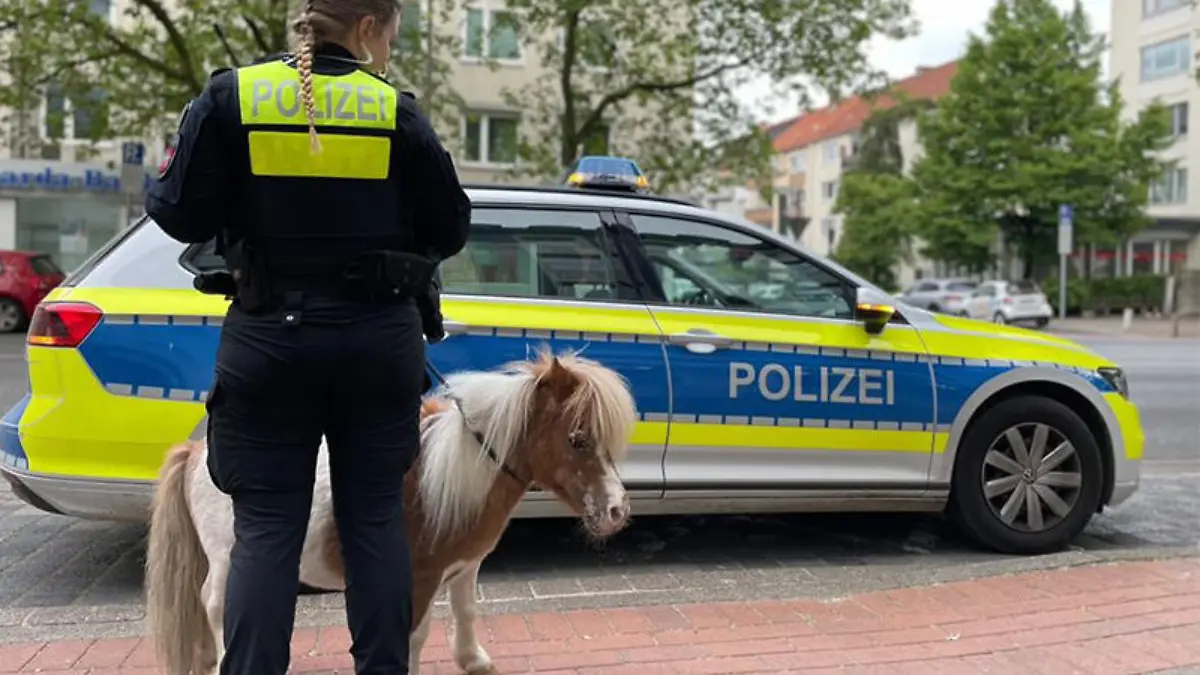 "John Boy" mit einer Polizeibeamtin vorm Funkstreifenwagen