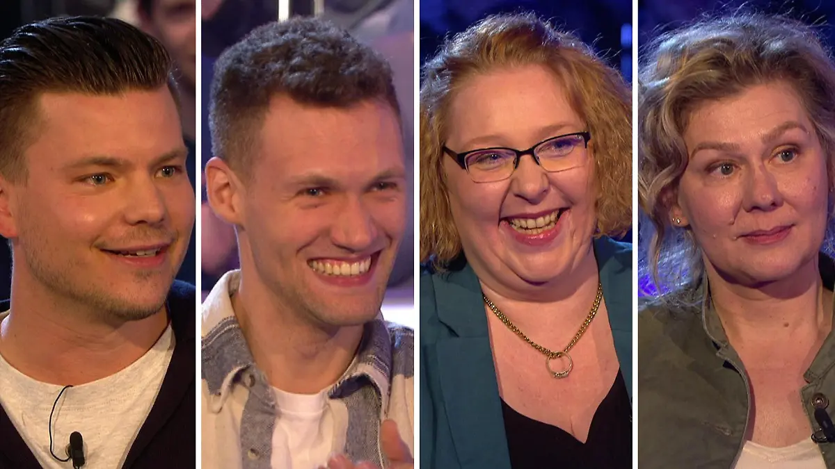 Phillip Lellau, Torben Schnepper-Chimento, Rebecca Klein und Beate Picone haben bei Günther Jauchs „Wer wird Millionär?“ unterschiedlich Glück gehabt.
