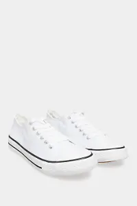 Weiße Canvas Low Sneaker in weiter Passform