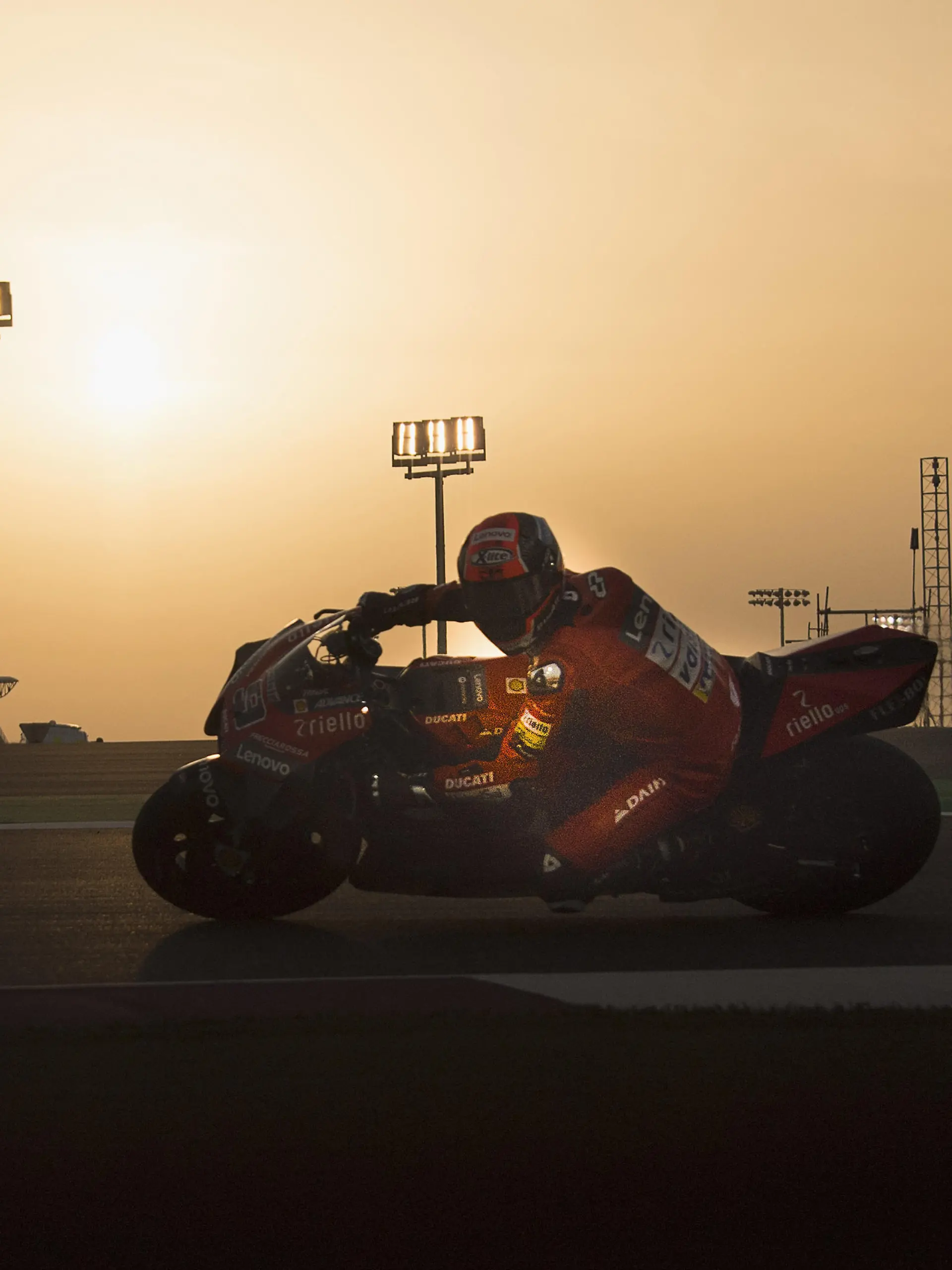 DOHA, QATAR - FEBRUARY 24: Danilo Petrucci of Italy and Ducati Teamrounds the bend  during the MotoGP Tests at Losail Circuit on February 24, 2020 in Doha, Qatar. (Photo by Mirco Lazzari gp/Getty Images)