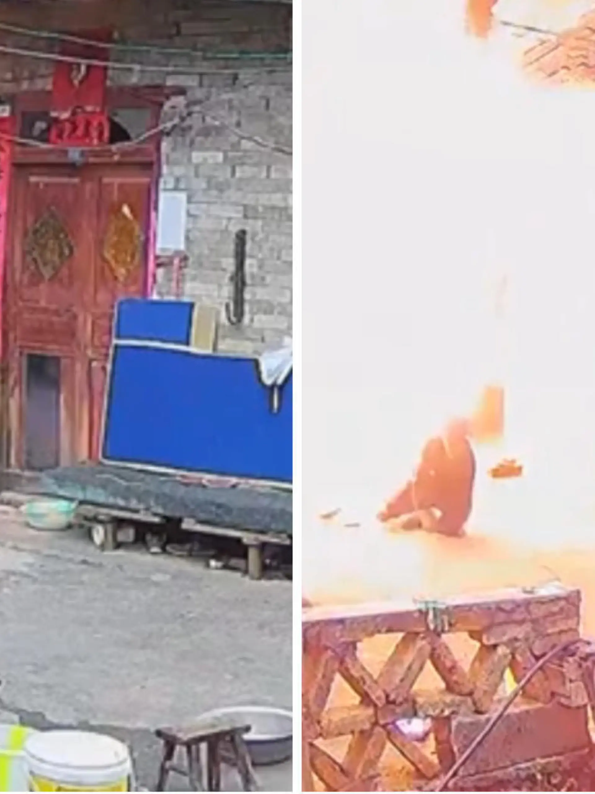 Ein Mann dreht im Süden Chinas an einer älteren Gasflasche. Kurze Zeit später explodiert sie so stark, dass ein riesiger Feuerball nur knapp den Mann verfehlt. Durch den enormen Druck fliegt die Flasche über den gesamten Hof. Warum der Chinese überhaupt mit dem Gas hantierte, zeigen wir euch im Video.