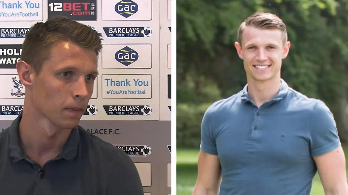 Der ehemalige Torwart Chris Kettings bei seiner Vorstellung bei Crystal Palace und als Aldi-Angesteller.