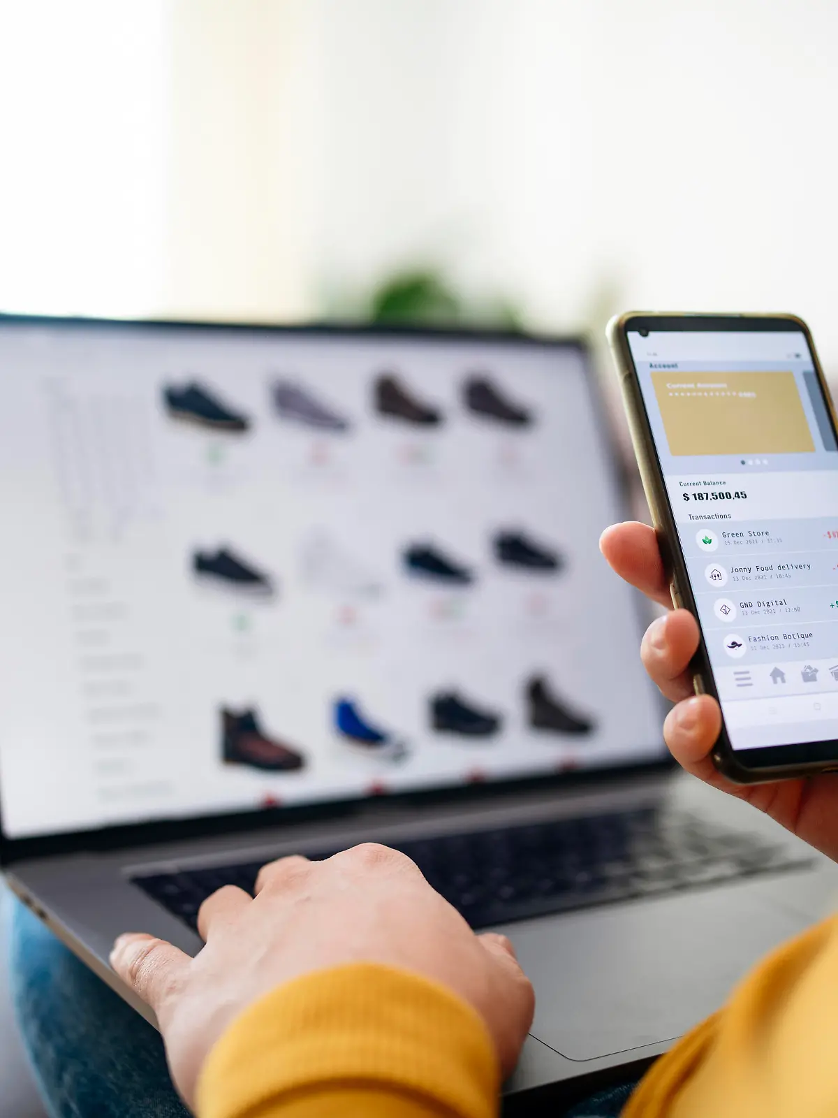Man shopping online easy and fast.The convenience of shopping online.