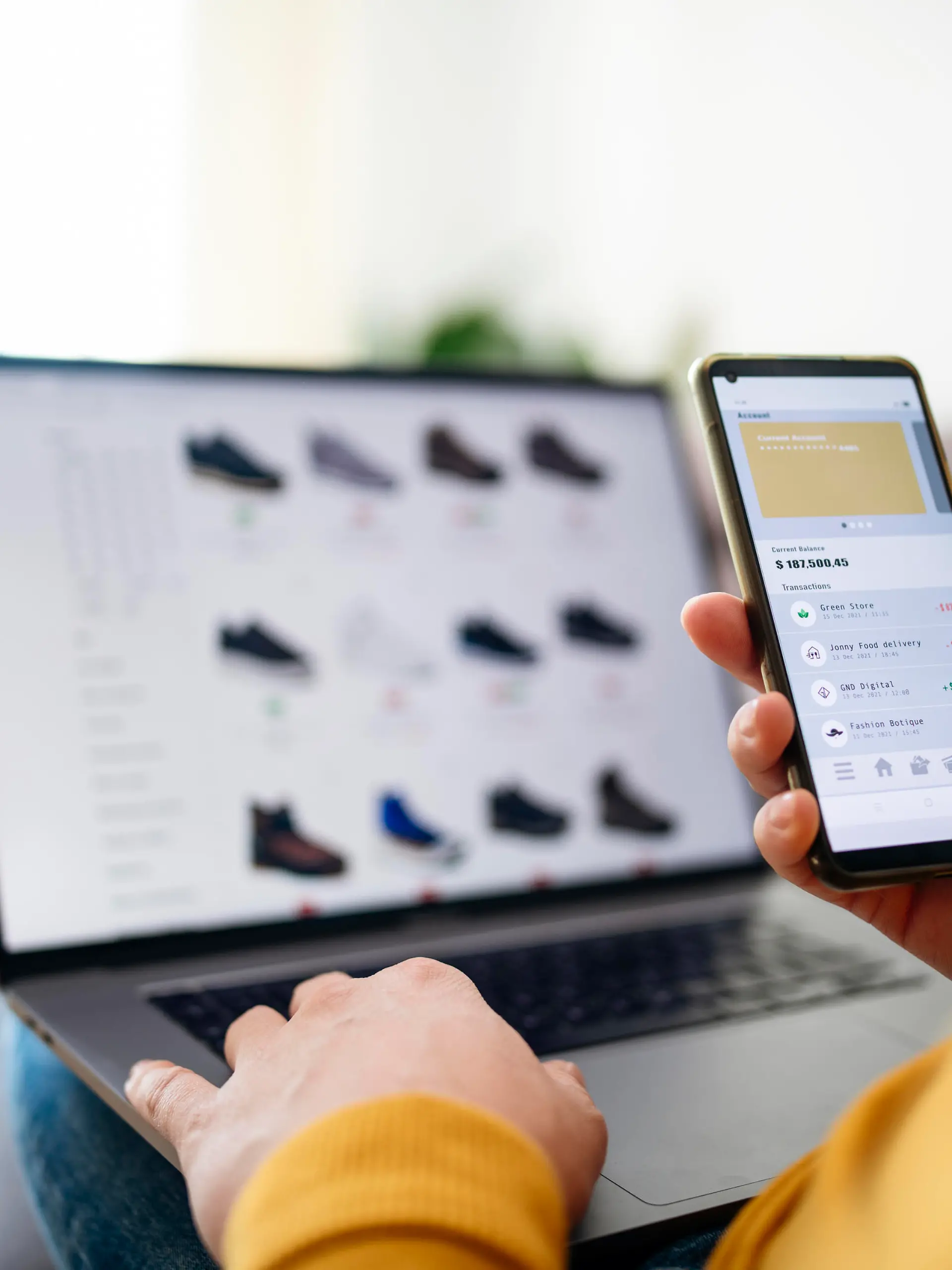Man shopping online easy and fast.The convenience of shopping online.