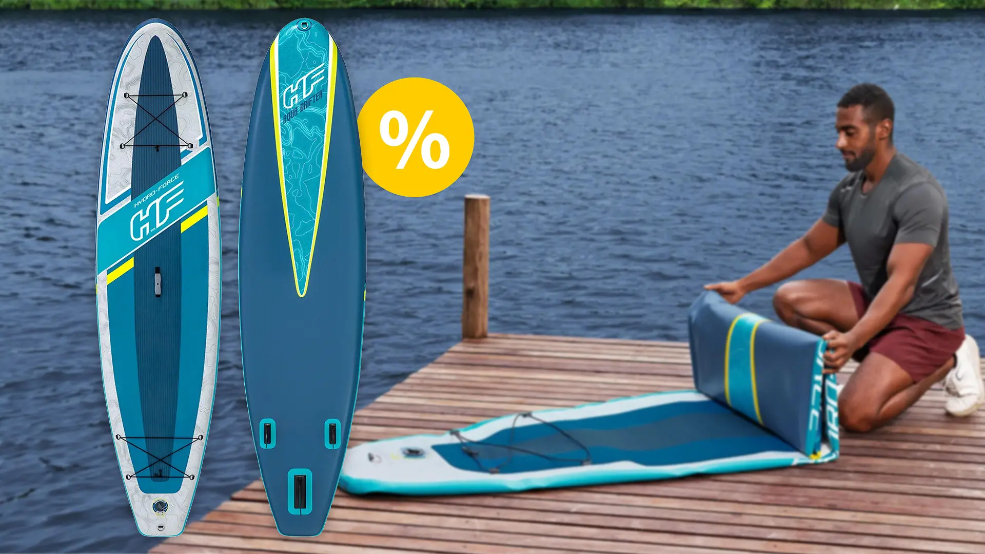 Mann baut SUP auf