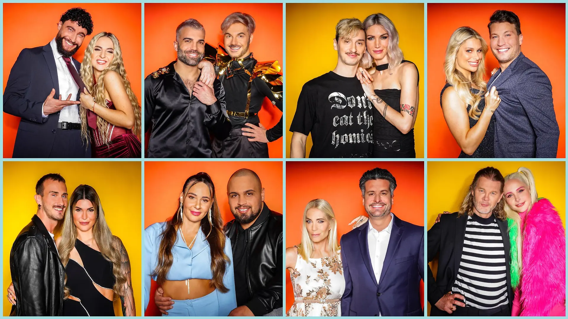 V.o.l.: Umut Tekin und Emma Fernlund, Rafi Rachek und Sam Dylan, Tessa Bergmeier und Freund Jakob, Vanessa Schmitt und Raúl Richter
V.u.l.: Freund Michael und Gloria Glumac, Alessia Herren und Partner Can, Sarah Kern und Tobias Pankow, Theresia Fischer und Stefan Kleiser
+++ Die Verwendung des sendungsbezogenen Materials ist nur mit dem Hinweis und Verlinkung auf RTL+ gestattet. +++