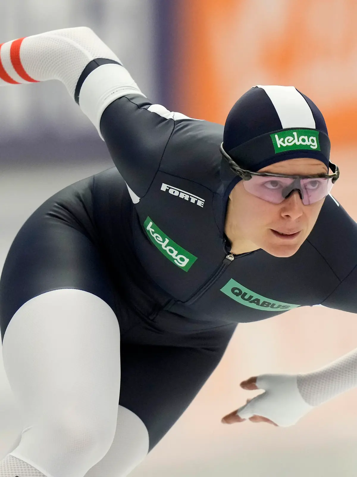 Vanessa Herzog of Austria competes during the women's 500-meter event at the ISU World Championships in Inzell Germany, Thursday, March 7, 2024. (AP Photo/Matthias Schrader)