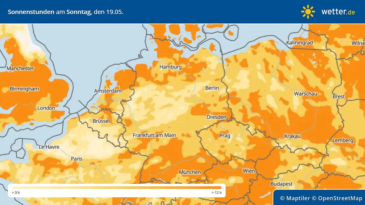 Die Sonnenscheindauer am Sonntag.