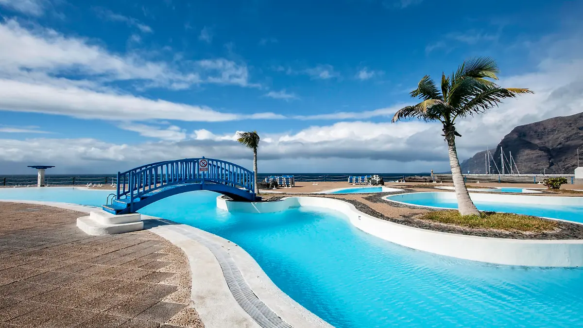 Swimming Pool, Poollandschaft, Piscine Plage Port, Los Gigantes, Teneriffa, Spanien, Europa