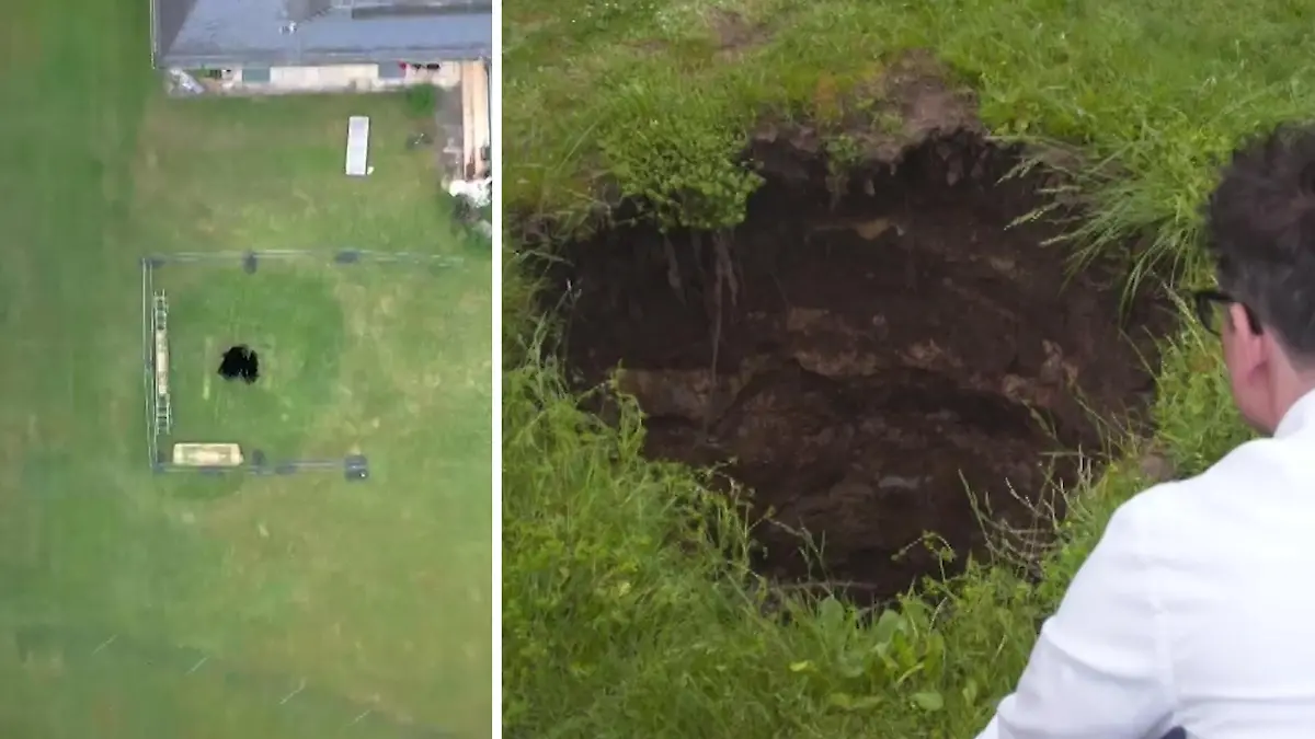 Schock im Garten - plötzlich klafft hier ein Zehn-Meter-Loch Familie feierte gerade Kindergeburtstag