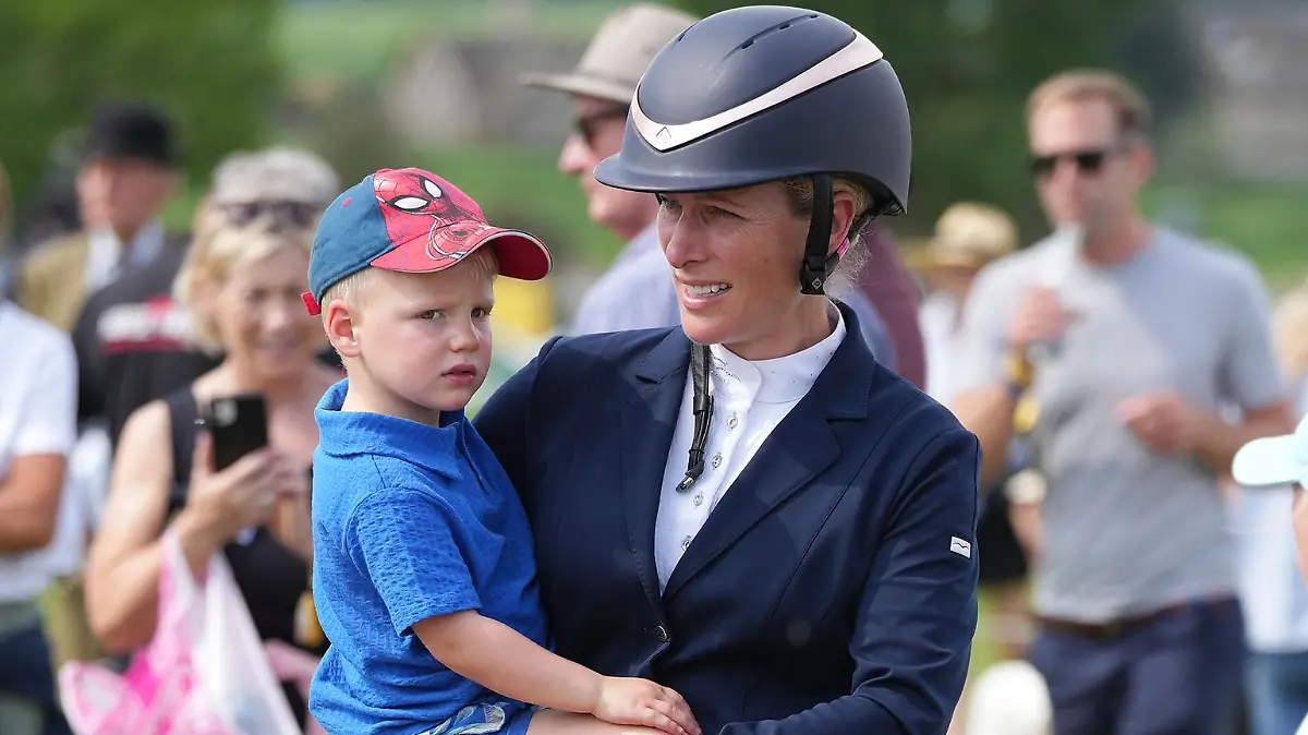 Zara and Lucas Tindall attend day four of the Badminton Horse Trials at Badminton House, Badminton, Gloucestershire, UK, on the 12th May 2024.