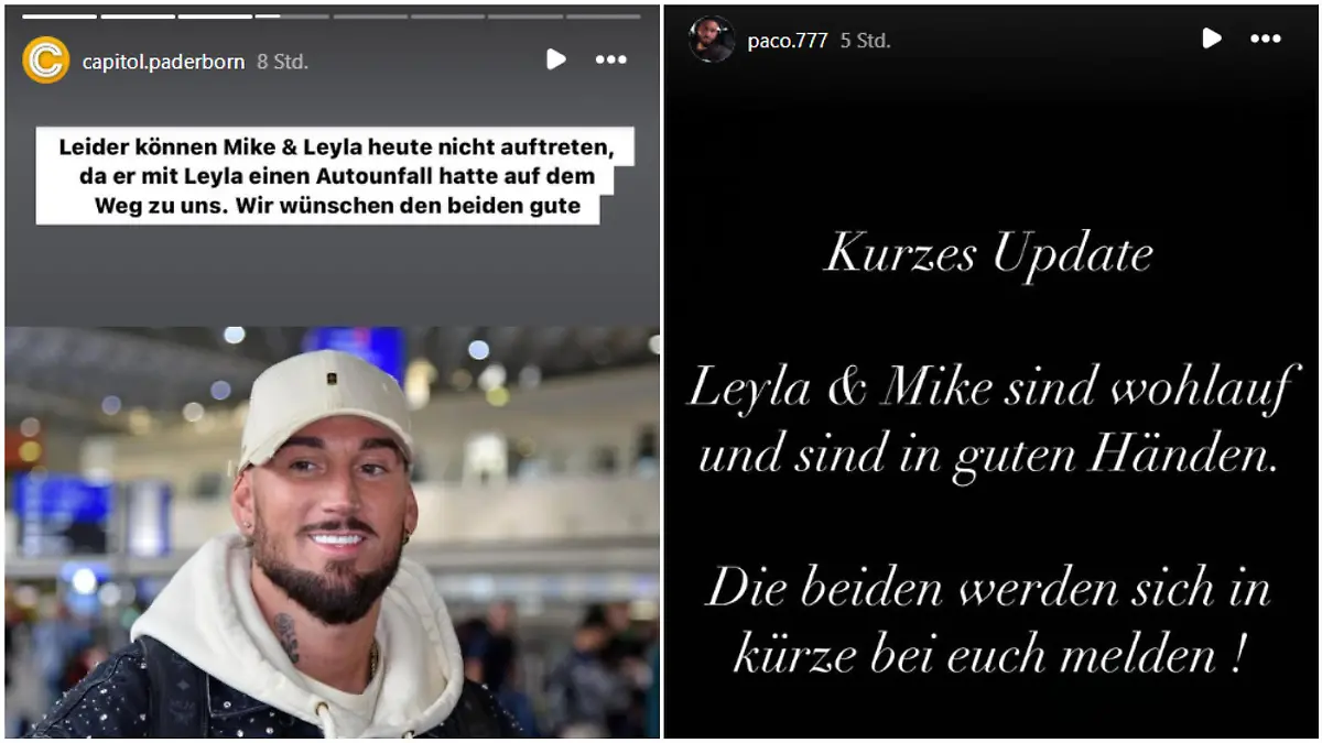 In der Nacht informierte der Club, in dem Mike und Leyla eigentlich auftreten sollten, seine Besucher über den Autounfall. Außerdem meldete sich Mikes Kumpel und Manager Paco mit einem Update.