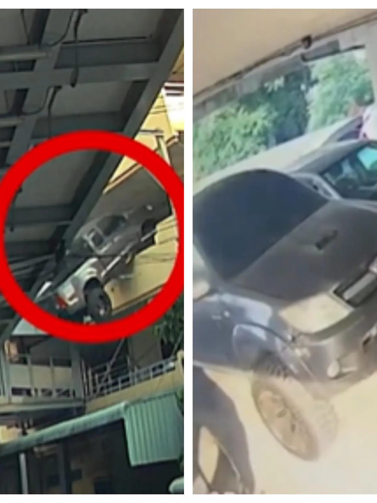Auto fällt aus Parkhaus