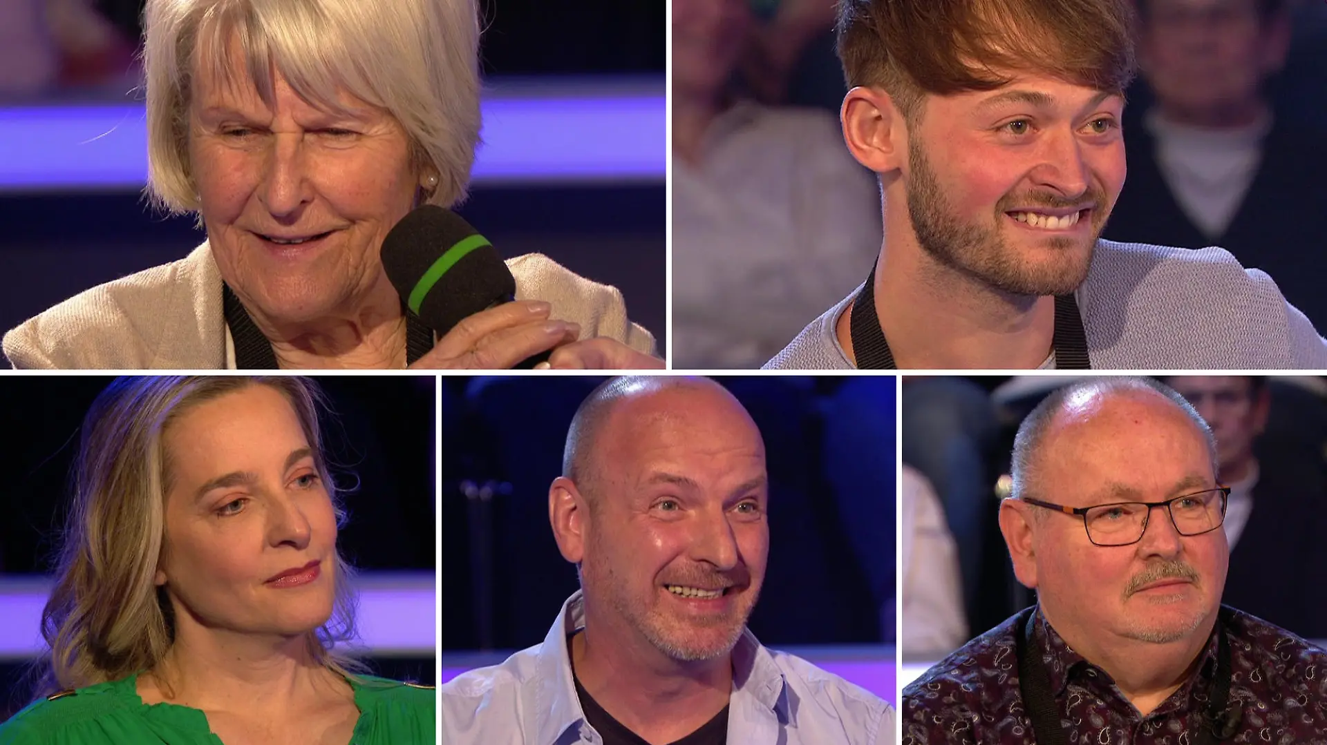 Helga van Vlorop, Cedric Pelzer, Annelie Köglmeier, Detlev Weyl und Günter Cottin durften am Pfingstmontag beim zweiten „Wer wird Millionär?“-Überraschungsspecial zu Günther Jauch auf den begehrten Stuhl in der Mitte.
