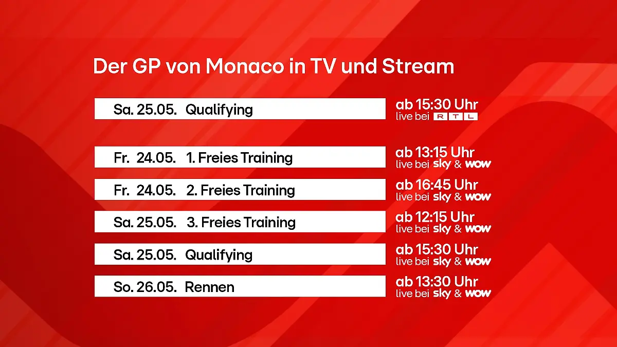 Zeitplan Formel 1 - Monaco-GP 2024: Überblick über Freie Trainings, Qualifying und Rennen