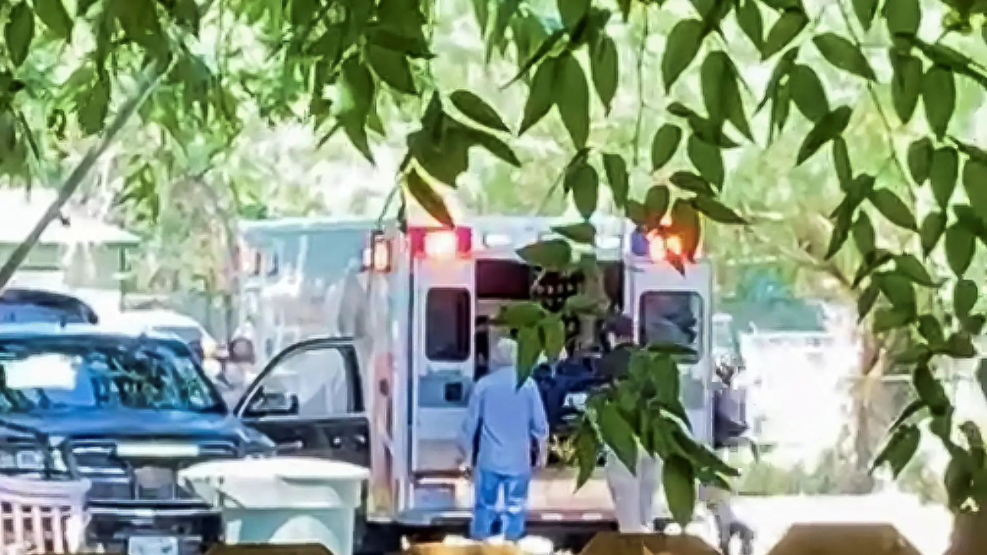 A view of an ambulance following a suspected shooting, in Uvalde, Texas, U.S., May 24, 2022, in this still image obtained from a social media video. Video obtained by Reuters/via REUTERS THIS IMAGE HAS BEEN SUPPLIED BY A THIRD PARTY. MANDATORY CREDIT. NO RESALES. NO ARCHIVES.