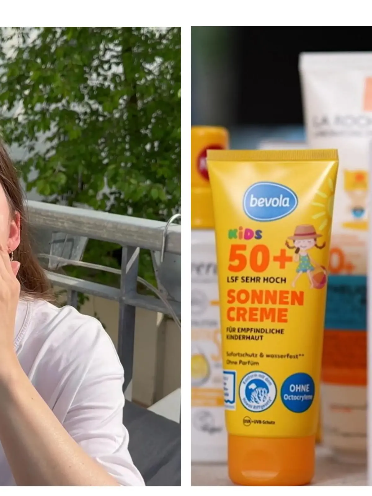 Madeline Jäger cremt sich ein/Sonnencremes im Test