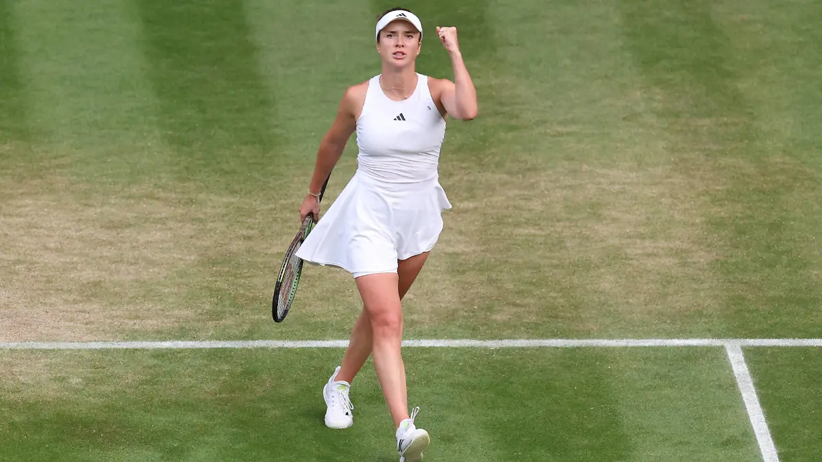RECORD DATE NOT STATED 9th July 2023 All England Lawn Tennis and Croquet Club, London, England: Wimbledon Tennis Tournament Elina Svitolina celebrates a point won against Victoria Azarenka PUBLICATIONxNOTxINxUK ActionPlus12529526 ShaunxBrooks