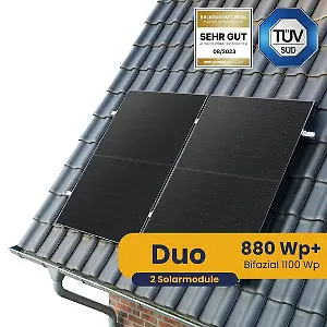 Kleines Kraftwerk Duo Ziegeldach Komplettpaket (880Wp+) Bifazial
