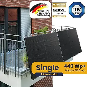 Kleines Kraftwerk Single Gitterbalkon Komplettpaket (440Wp+) Bifazial