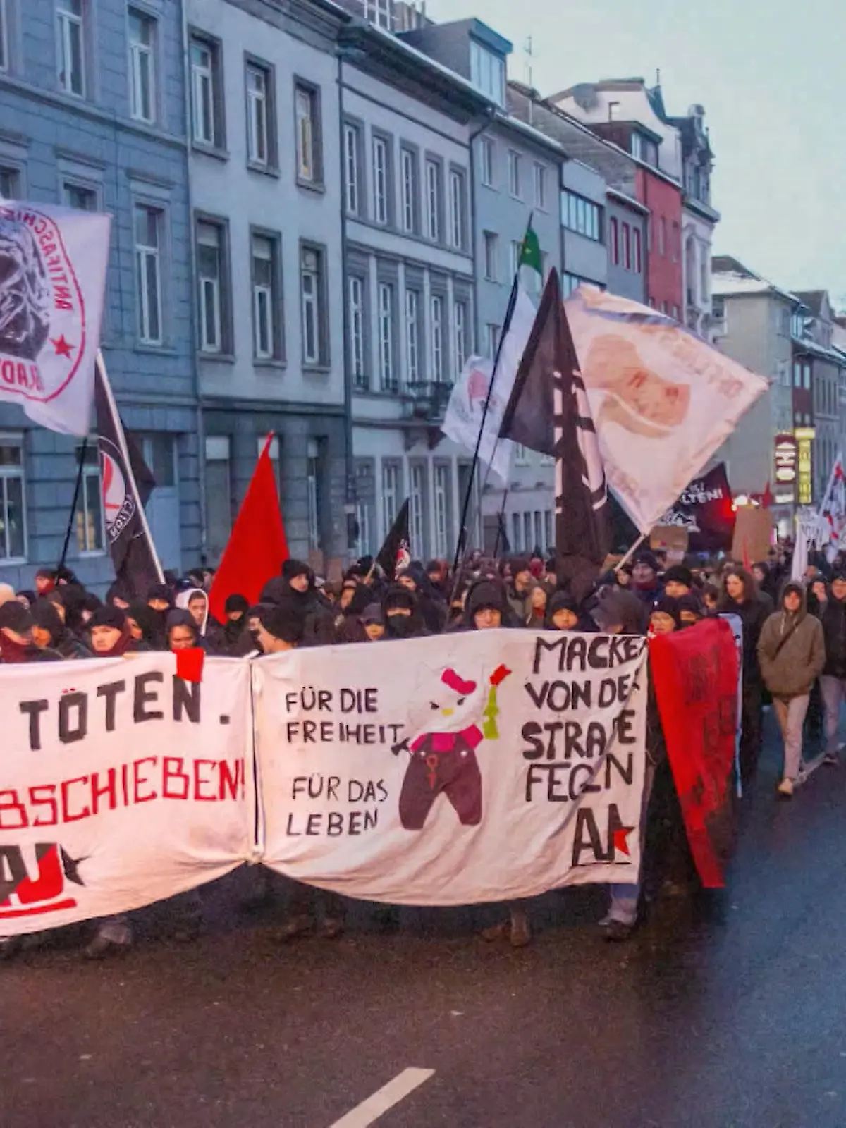Demo im Januar 2024: Plakat mit der Aufschrift "AfDler töten" (Quelle: dmp press)