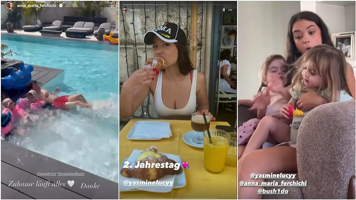 Screenshots aus Anna-Maria Ferchichis und Montry Lewes Instagram-Storys.