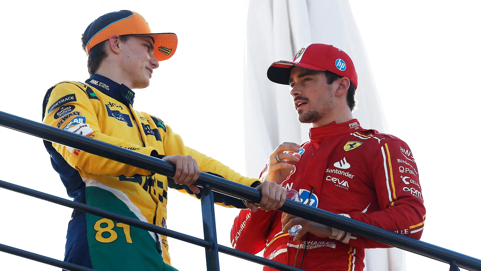 Formula One F1 - Monaco Grand Prix - Circuit de Monaco, Monaco - May 25, 2024 Ferrari's Charles Leclerc celebrates after qualifying in pole position along with second placed McLaren's Oscar Piastri REUTERS/Benoit Tessier