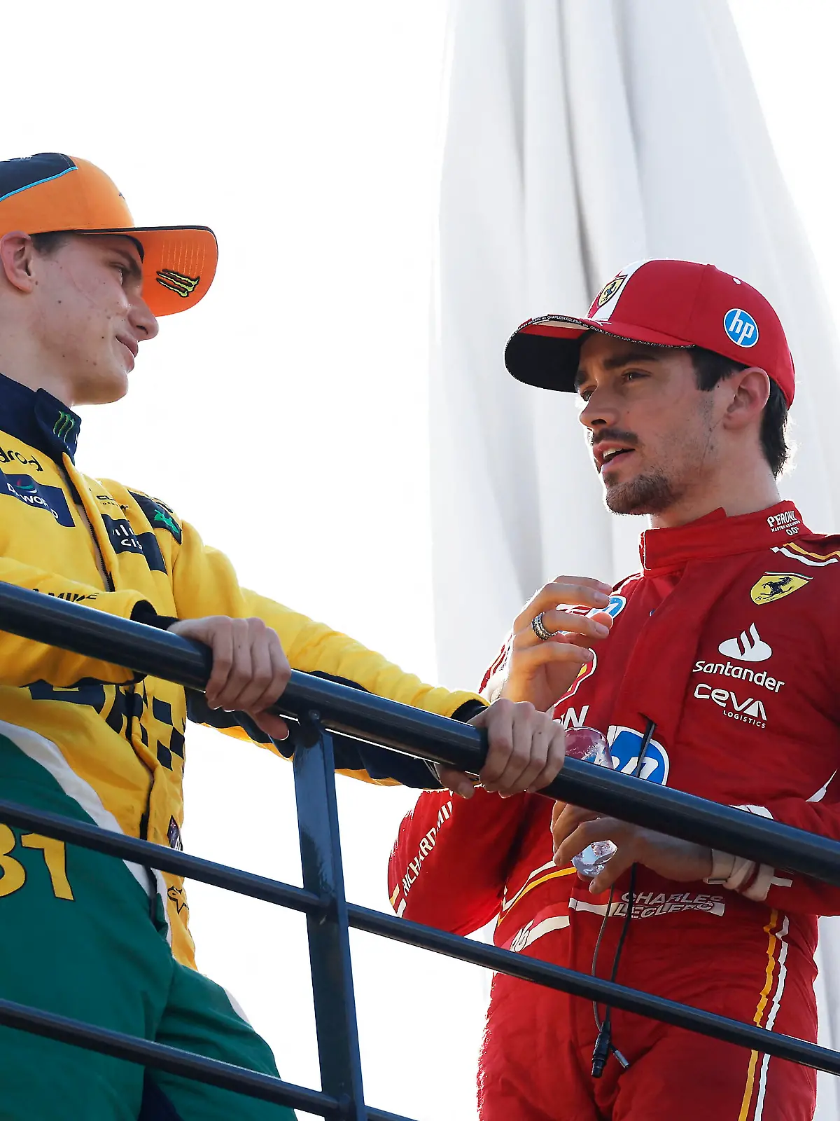 Formula One F1 - Monaco Grand Prix - Circuit de Monaco, Monaco - May 25, 2024 Ferrari's Charles Leclerc celebrates after qualifying in pole position along with second placed McLaren's Oscar Piastri REUTERS/Benoit Tessier