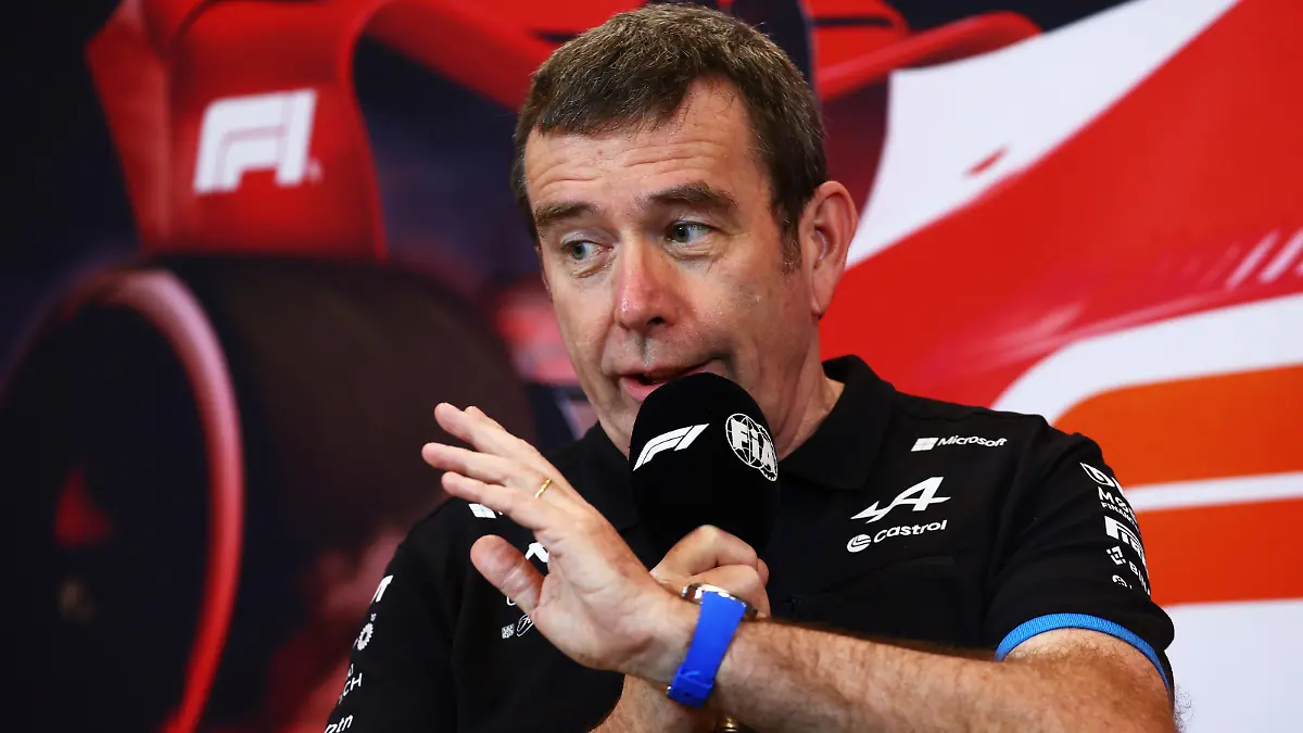 MONTE-CARLO, MONACO - MAY 24: Bruno Famin, Team Principal of Alpine F1 attends the Team Principals Press Conference during practice ahead of the F1 Grand Prix of Monaco at Circuit de Monaco on May 24, 2024 in Monte-Carlo, Monaco. (Photo by Clive Rose/Getty Images)