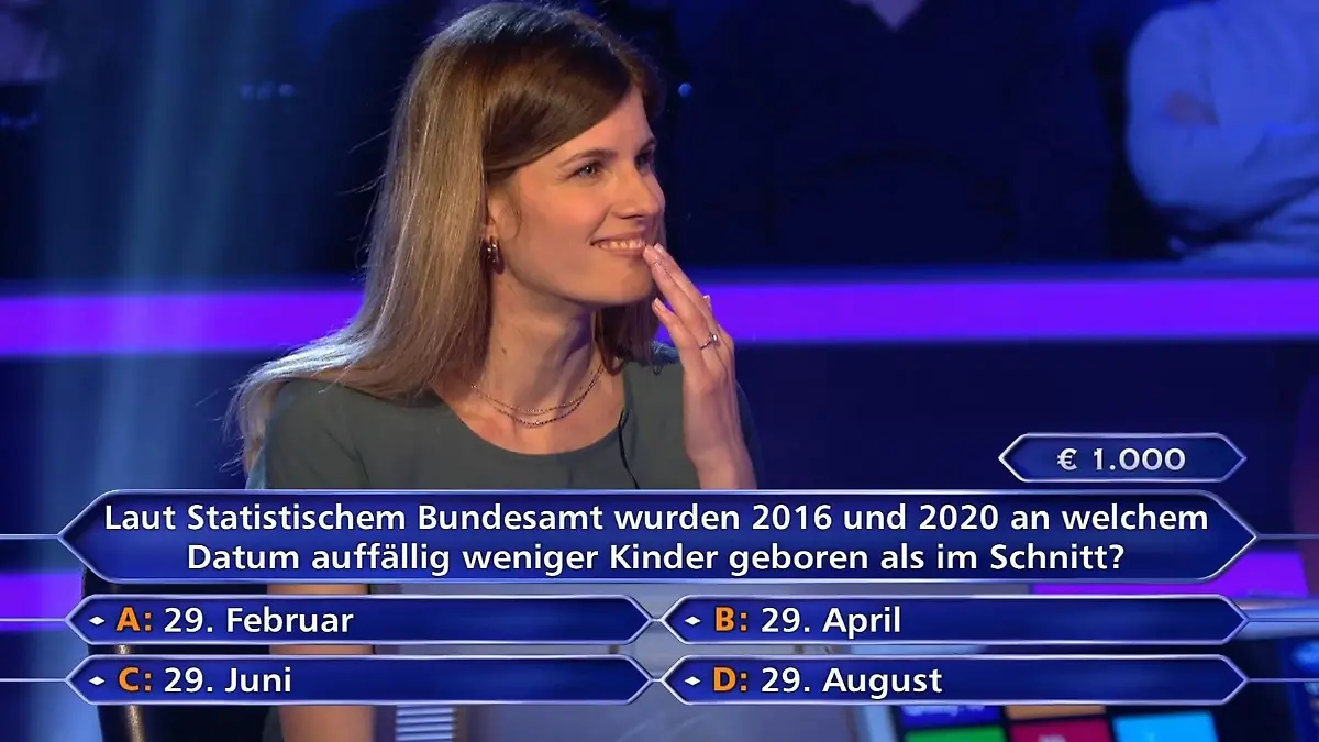 Völlig verunsichert muss Günther Jauchs WWM-Kandidatin ihr Bauchgefühl mit einem Joker absichern